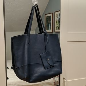 EUC J Crew blue leather tote